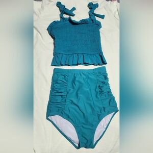 CORAL REEF SIZE M Teal One-Piece Swimsuit with Ruffle Details